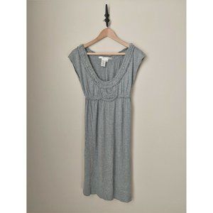 Max Studio Dress- Heather Gray Ruched Bodice Scoop Neck Mini Dress